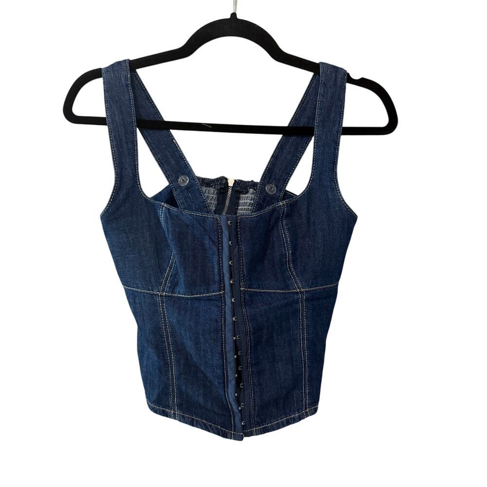 New Reformation Tagliatelle Denim Top - Picture 2 of 6